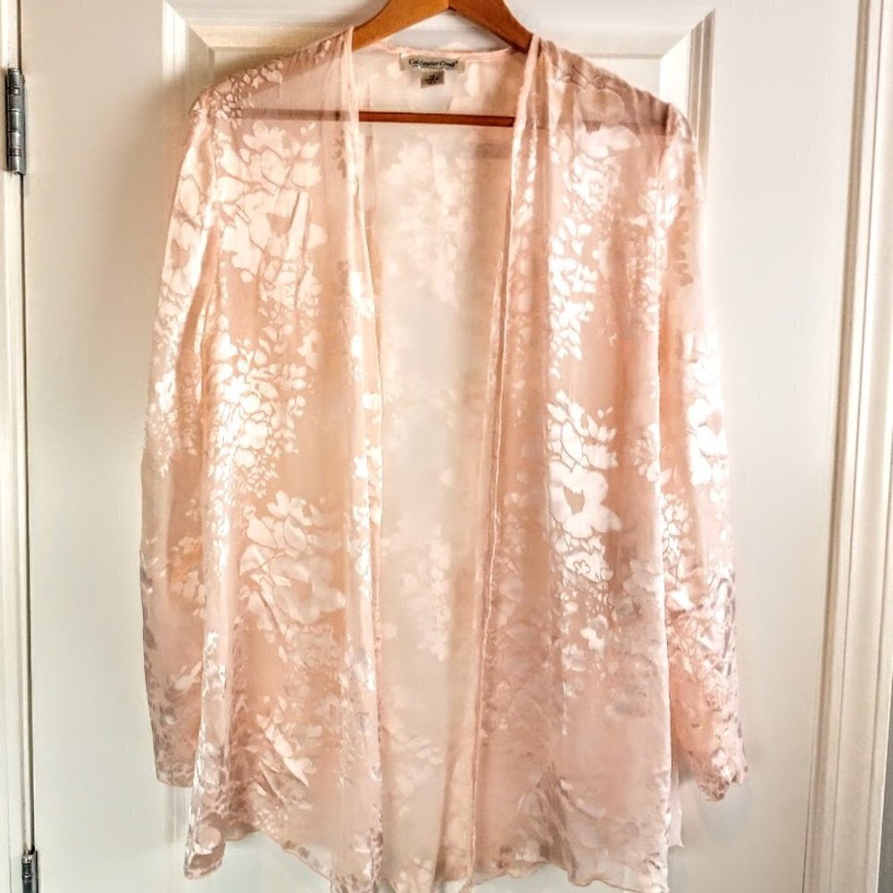 Coldwater Creek Blush Pink Silk Burnout Cardigan NWT